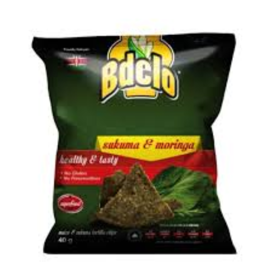 BDELO MAIZE TORTILLA CHIPS SUKUMA & MORINGA 40G